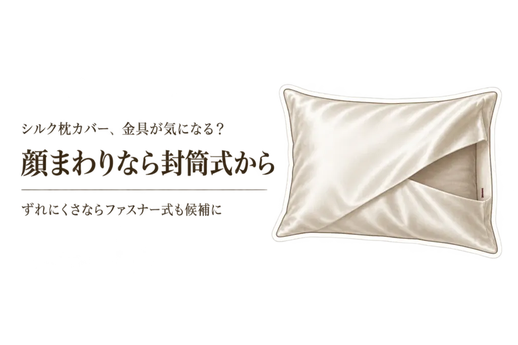 【人気ランキング】シルク枕カバー封筒式とファスナー式をレビュー数順に比較｜金具が気になる人の選び方